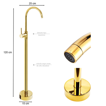 Griferia Monocontrol Llenado de Tina Pedestal Oro Brillante