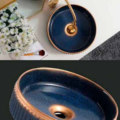 Lavamanos Sobreponer Redondo Nebula Azul/Rose Gold