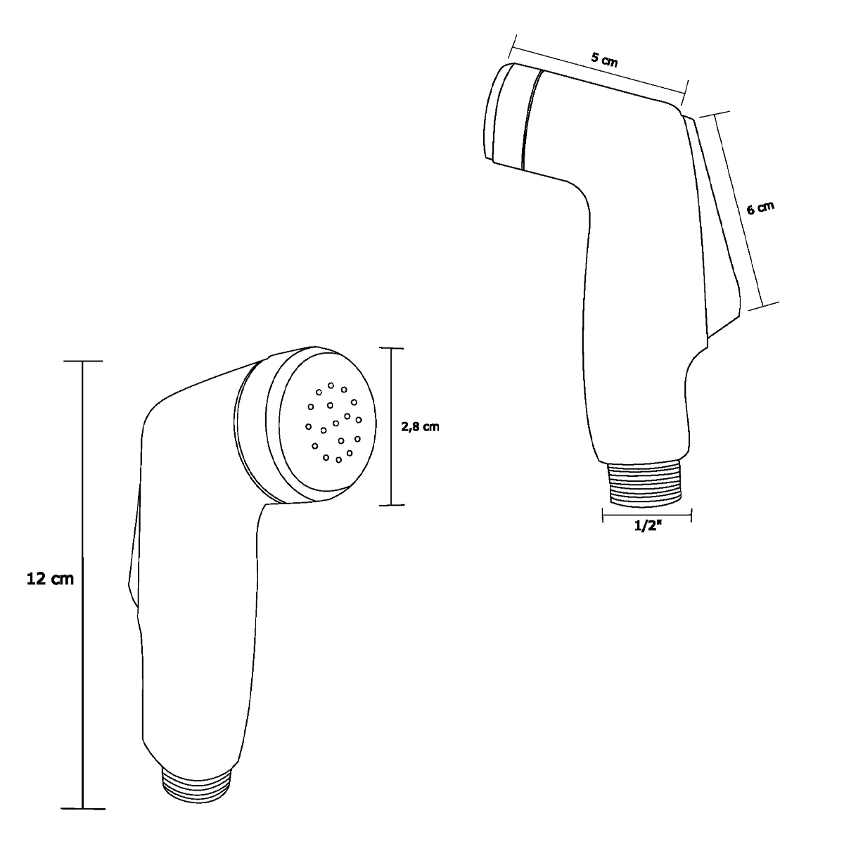 Ducha Bidet en ABS Plateada Cromada Tipo Pist