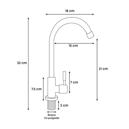 Griferia Lavaplatos Agua Fria Cuello Ganso Negro Mate