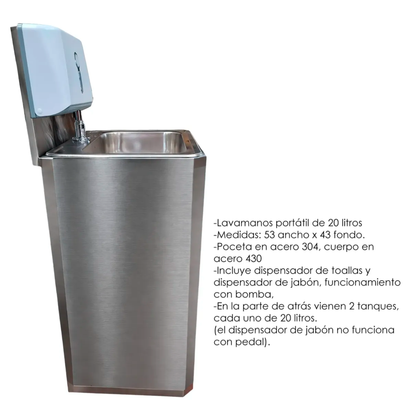 Kit Lavamanos Portátil Con Llave De Pedal Y Desagües