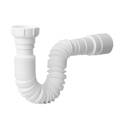Sifon Flexible para Lavamanos o Lavaplatos Sencillo Blanco