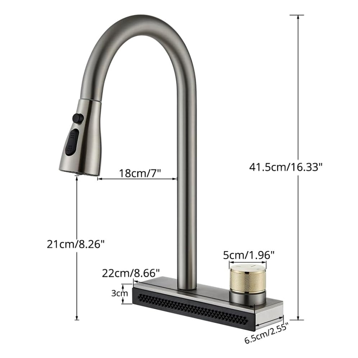 Griferia Monocontrol Lavaplatos Extraible Tipo Lluvia Gray