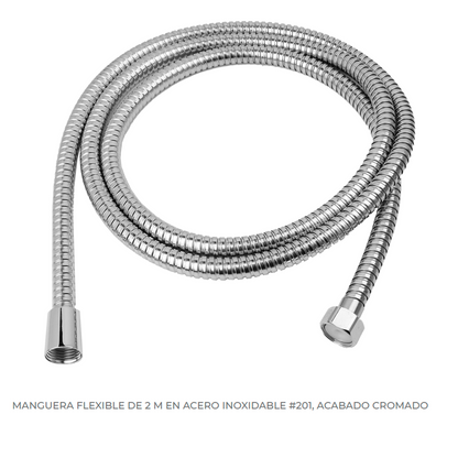 Manguera para Teleducha 2m en Acero Inoxidable Plateado