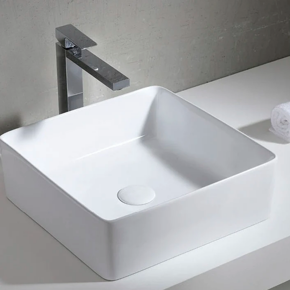 Lavamanos Ceramica Blanco Cuadrado 37*37*13,5cm