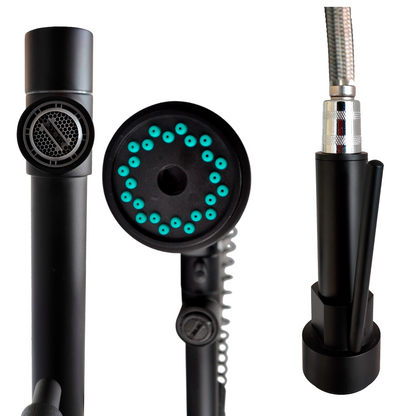 Griferia Monocontrol Lavaplatos Industrial Extraible Negro Mate