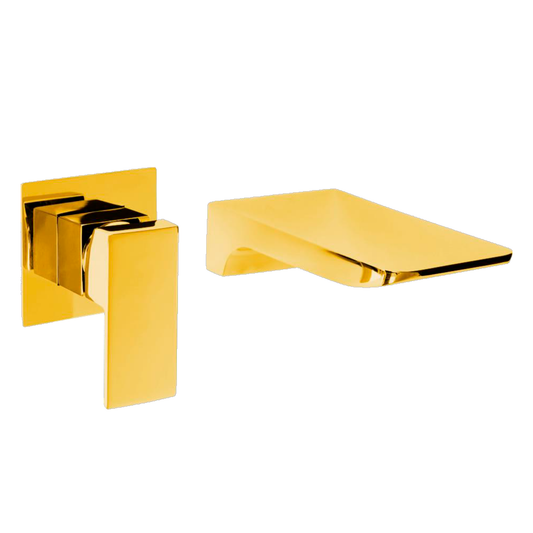 Griferia Monocontrol Lavamanos a Pared Gold Brillante