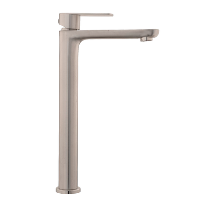 Griferia Lavamanos Agua Fria Alta Plateada Satinada Sleek