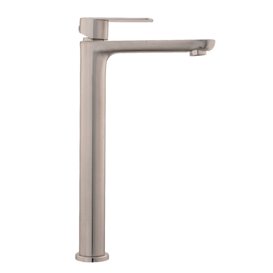 Griferia Lavamanos Agua Fria Alta Plateada Satinada Sleek