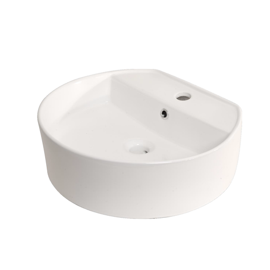 Lavamanos Blanco Sobreponer Blanco Redondo Base Grifo 42cm