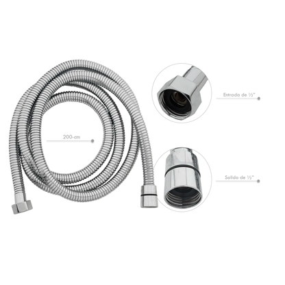 Manguera de Teleducha 200cm Calidad Alta Plateada