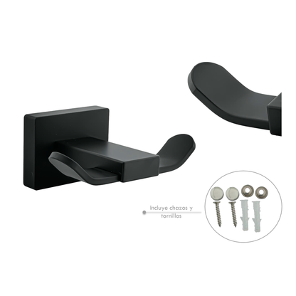 Perchero Para Baño en Aluminio Negro Mate Perla