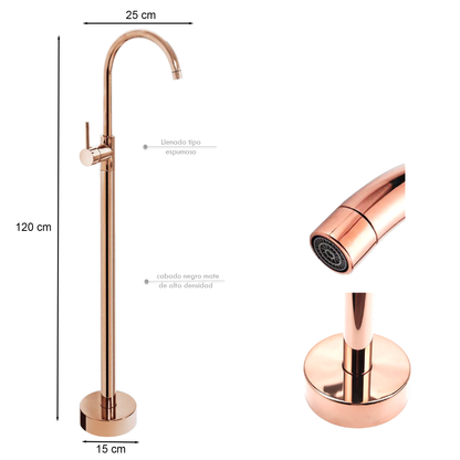 Griferia Monocontrol Llenado de Tina Pedestal Oro Rose