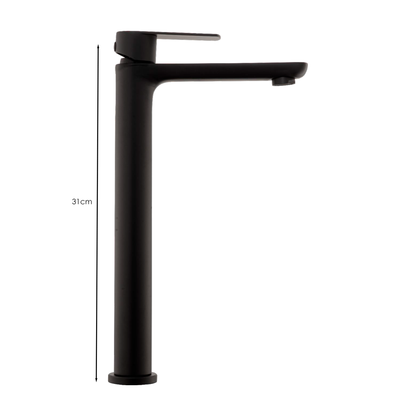Griferia Lavamanos Agua Fria Alta Negro Mate Sleek
