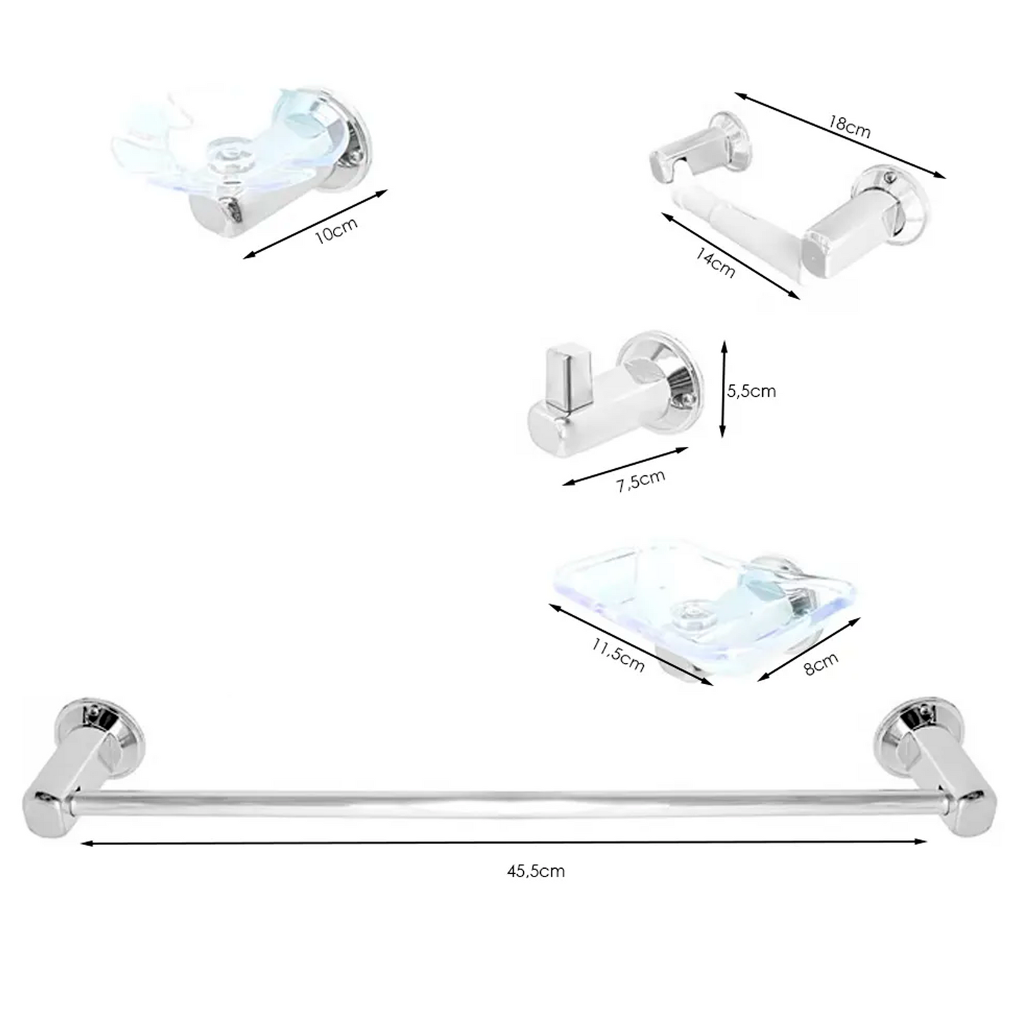 Juego De Accesorios Para Baño Base Redonda Abs X5