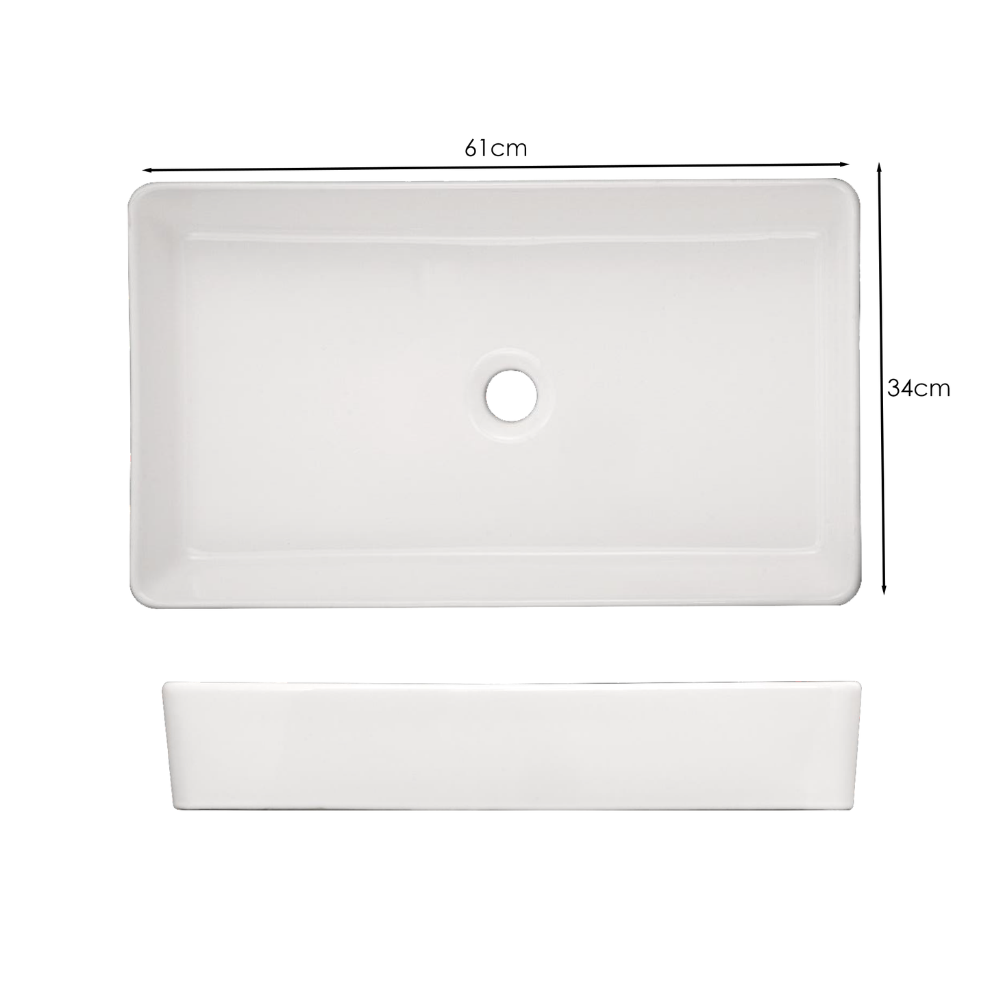 Lavamanos Blanco Sobreponer Blanco Rectangular 61*34cm