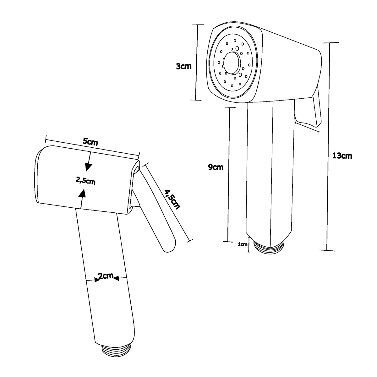 Ducha Bidet en ABS Plateada Cromada Redonda