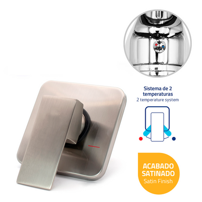 Mezclador Monocontrol para Ducha Cuadrado Plateado Satinado