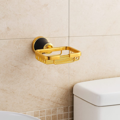 Jabonera Canastilla para Baño Aluminio Dorado Diamante