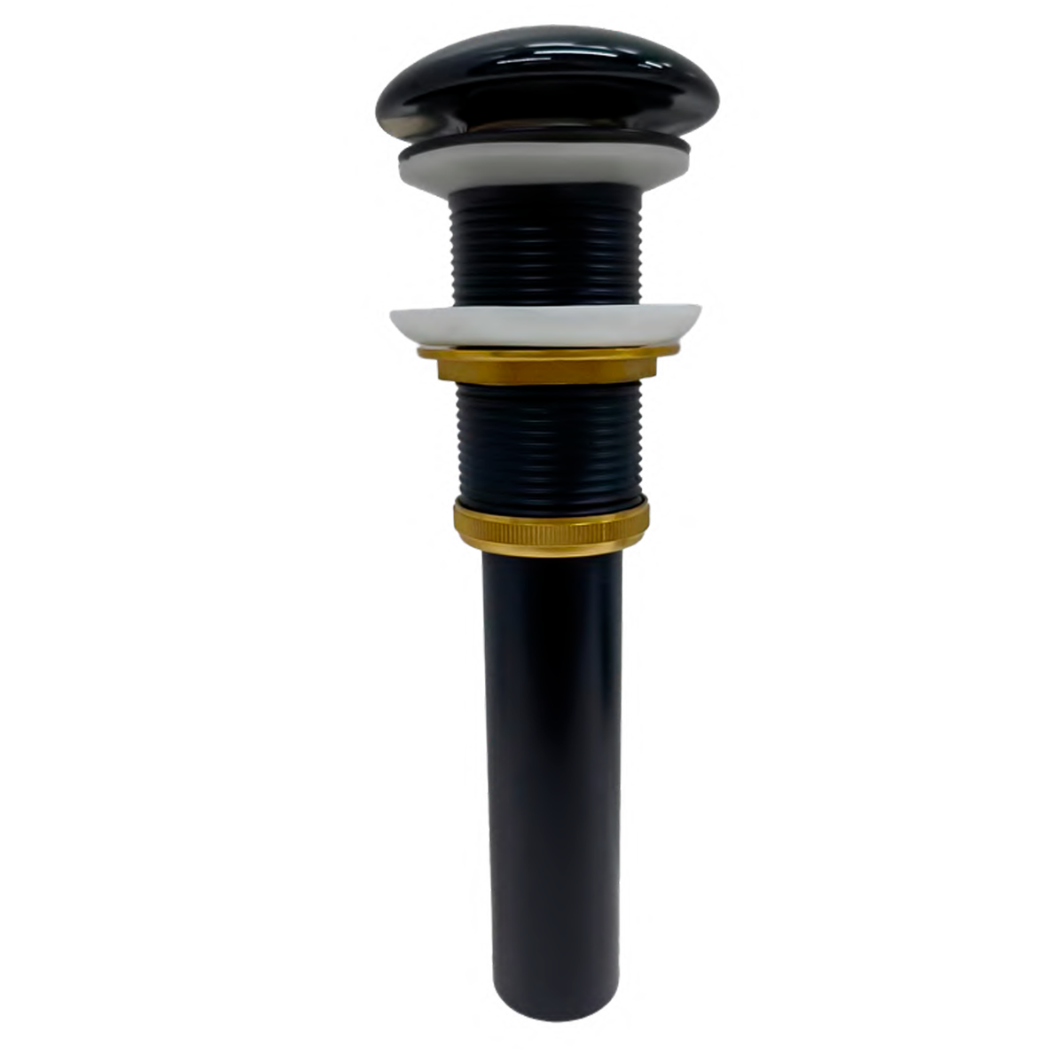 Desague de Push Tapa Cermica Brillante Negro Cuerpo en Zinc