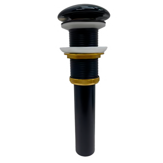 Desague de Push Tapa Cermica Brillante Negro Cuerpo en Zinc