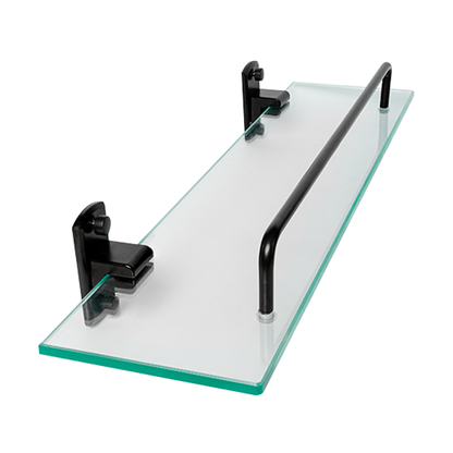 Repisa en Vidrio Base en Aluminio Negro