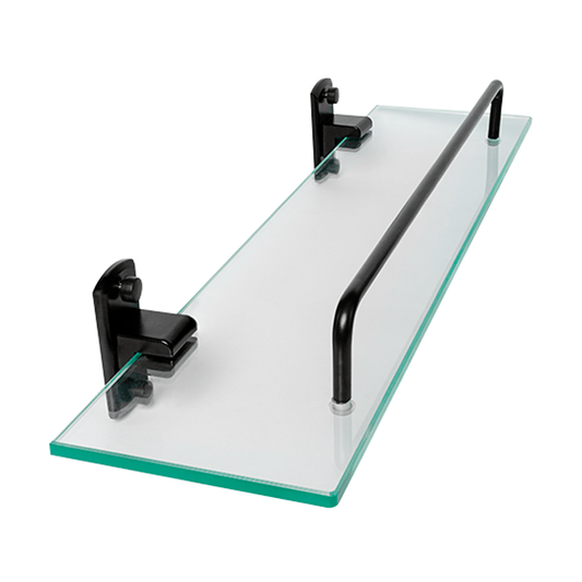 Repisa en Vidrio Base en Aluminio Negro