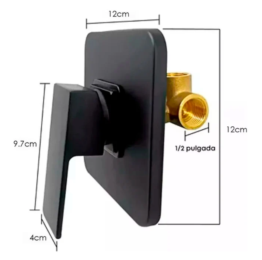 Mezclador Monocontrol Ducha Cuadrada Negro Mate