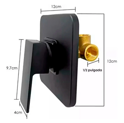 Mezclador Monocontrol Ducha Cuadrada Negro Mate