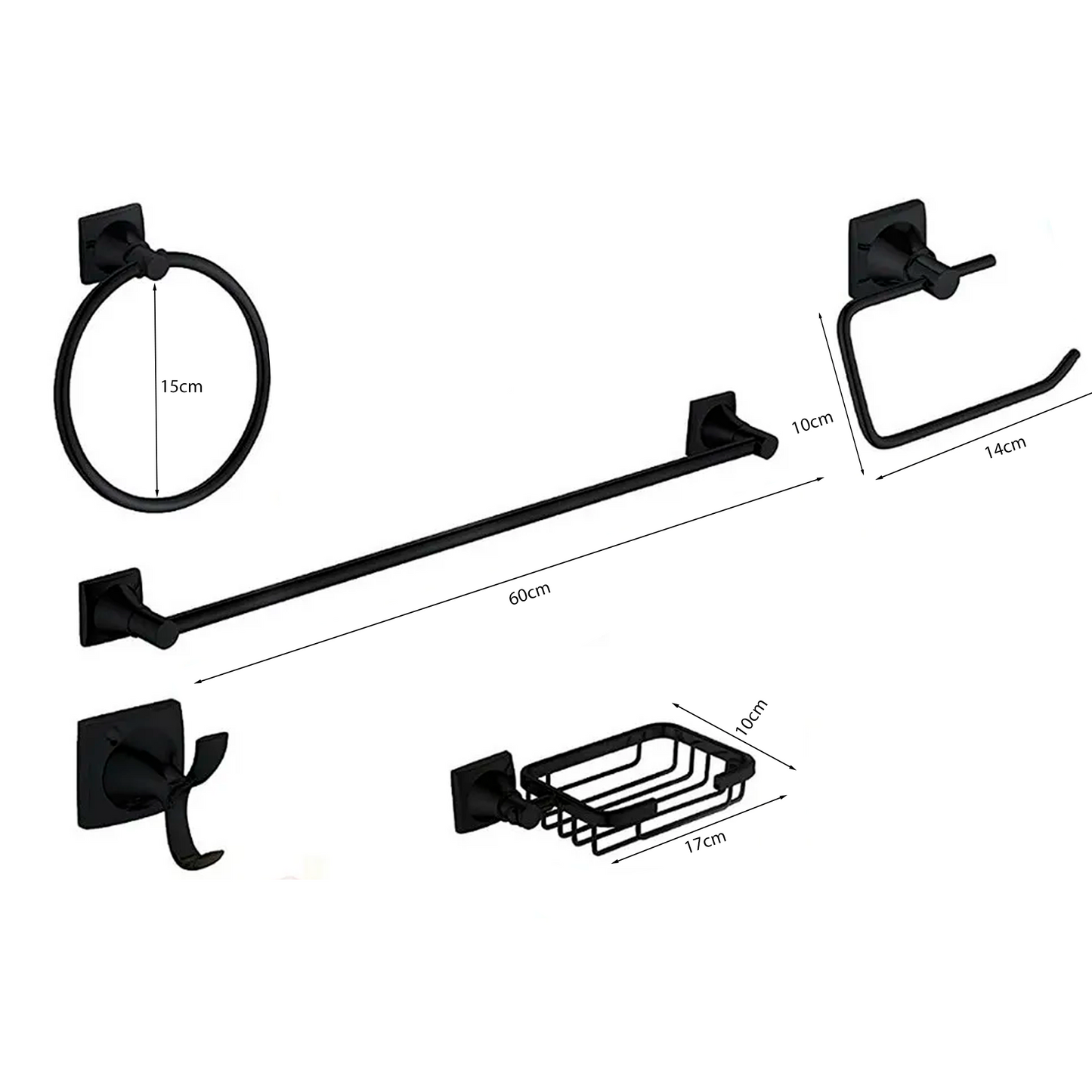 Accesorios para Baño Plateado Negro Mate Capadocia X6