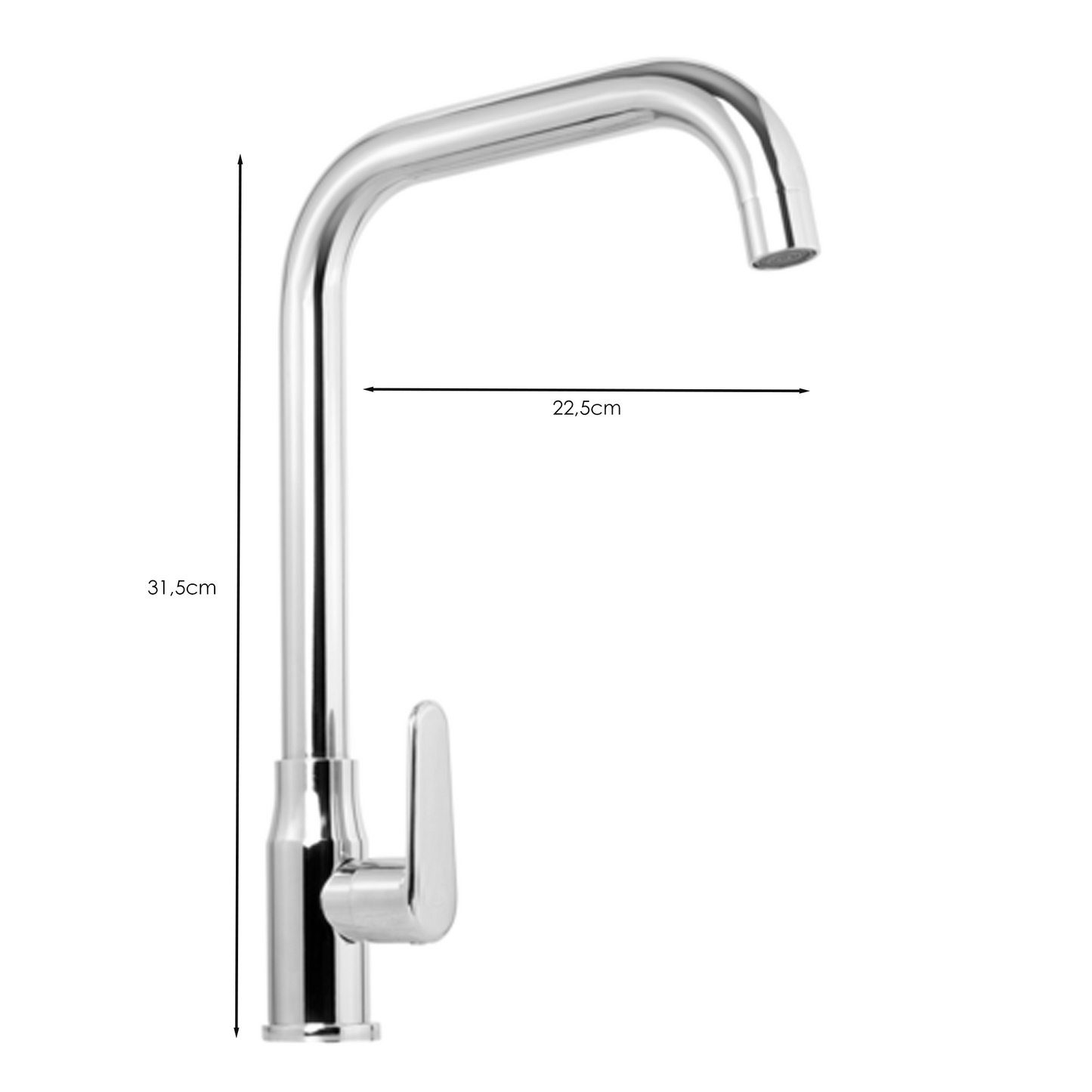 Griferia Agua Fria Lavaplatos Alta Plateada Cromada Manija Zinc