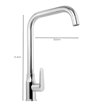 Griferia Agua Fria Lavaplatos Alta Plateada Cromada Manija Zinc