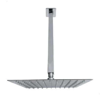 Regadera Ducha 40cm +Tubo a Techo Cuadrado 15cm Plateado