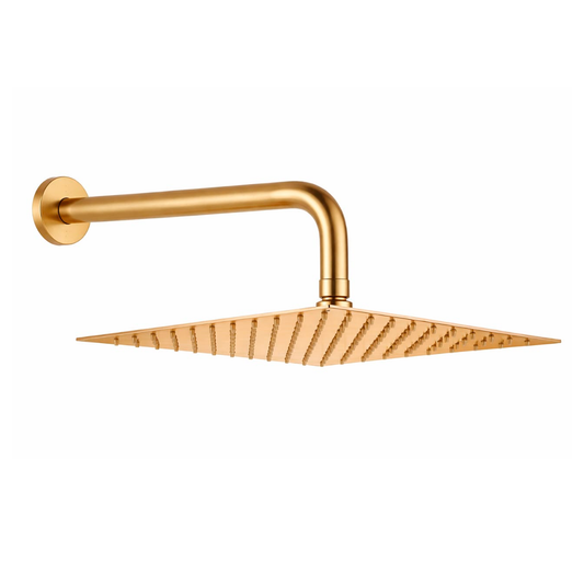 Regadera Ducha Cuadrada 25cm Dorado Cepillado