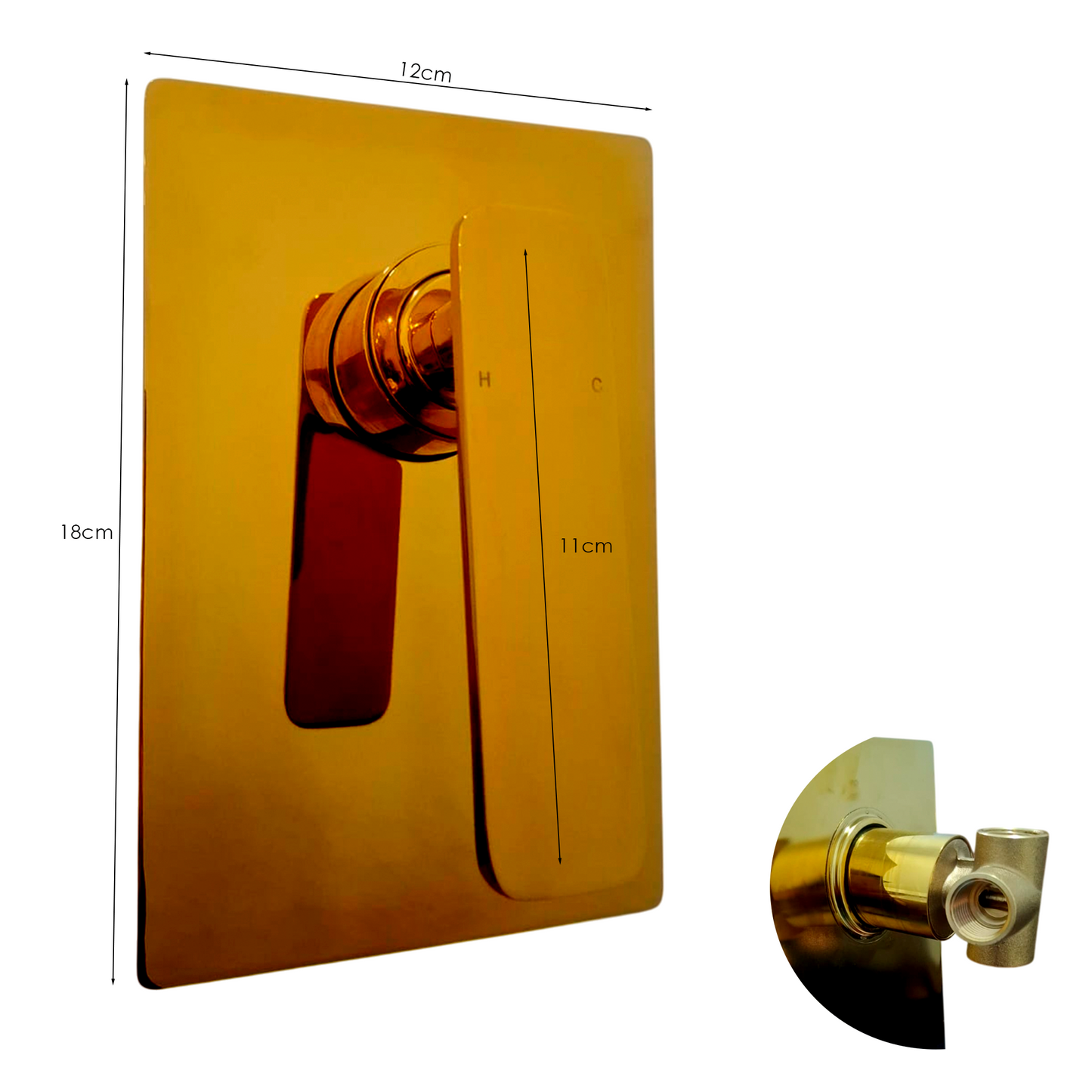 Mezclador Monocontrol Ducha Cuadrado Oro Brillante