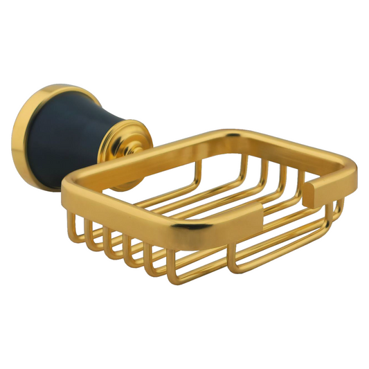 Jabonera Canastilla para Baño Aluminio Dorado Diamante