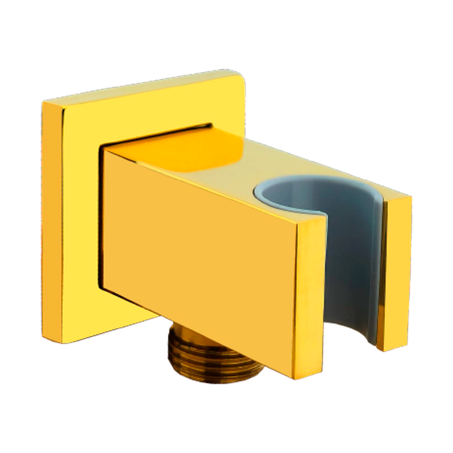 Portateleducha Cuadrado con Salida en Bronce Dorada