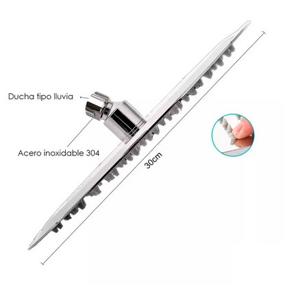 Kit Ducha Redonda 30cm+Mezclador Cromado +Tubo 04