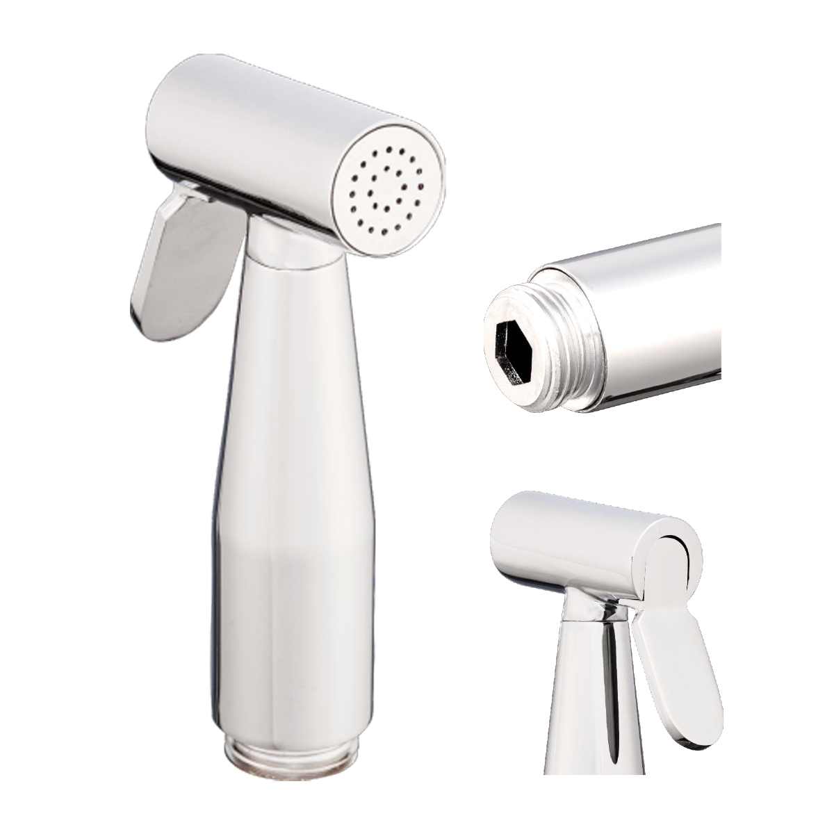 Ducha Bidet en Bronce Plateada Cromada Cilindrica