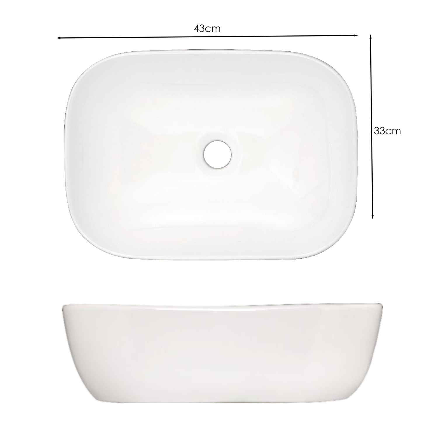 Lavamanos Blanco Sobreponer Blanco Rectangular Ov 43*33cm