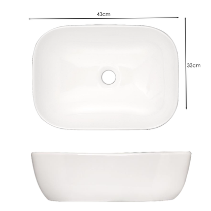 Lavamanos Blanco Sobreponer Blanco Rectangular Ov 43*33cm