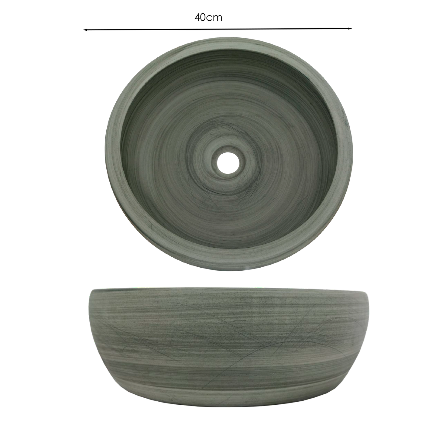 Lavamanos Sobreponer Redondo Gris Espiral 40cm