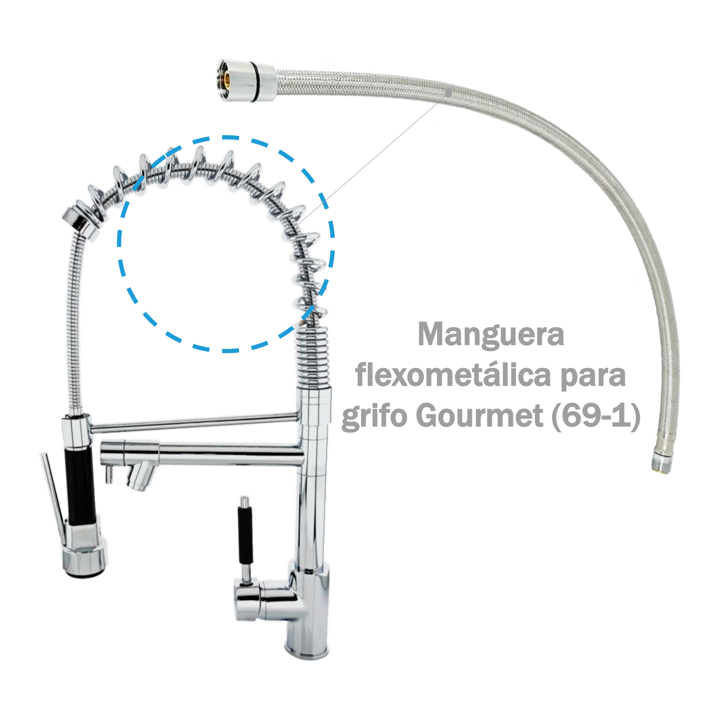 Manguera Flexometalica para Griferia Gourmet Plateada