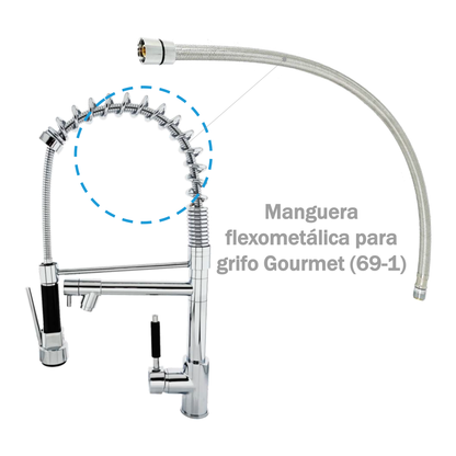 Manguera Flexometalica para Griferia Gourmet Plateada