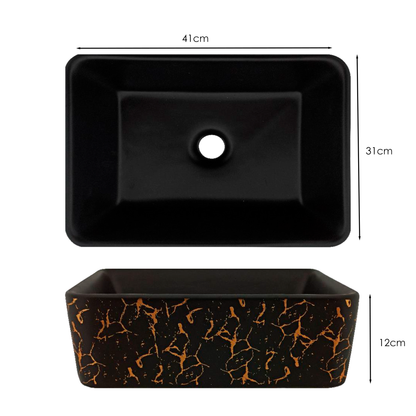 Lavamanos Sobreponer Rectangular 41x31x12 cm Negro Thunder