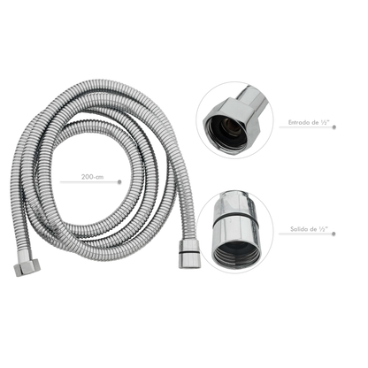 Manguera de Teleducha 200cm Tech 360° Plateada