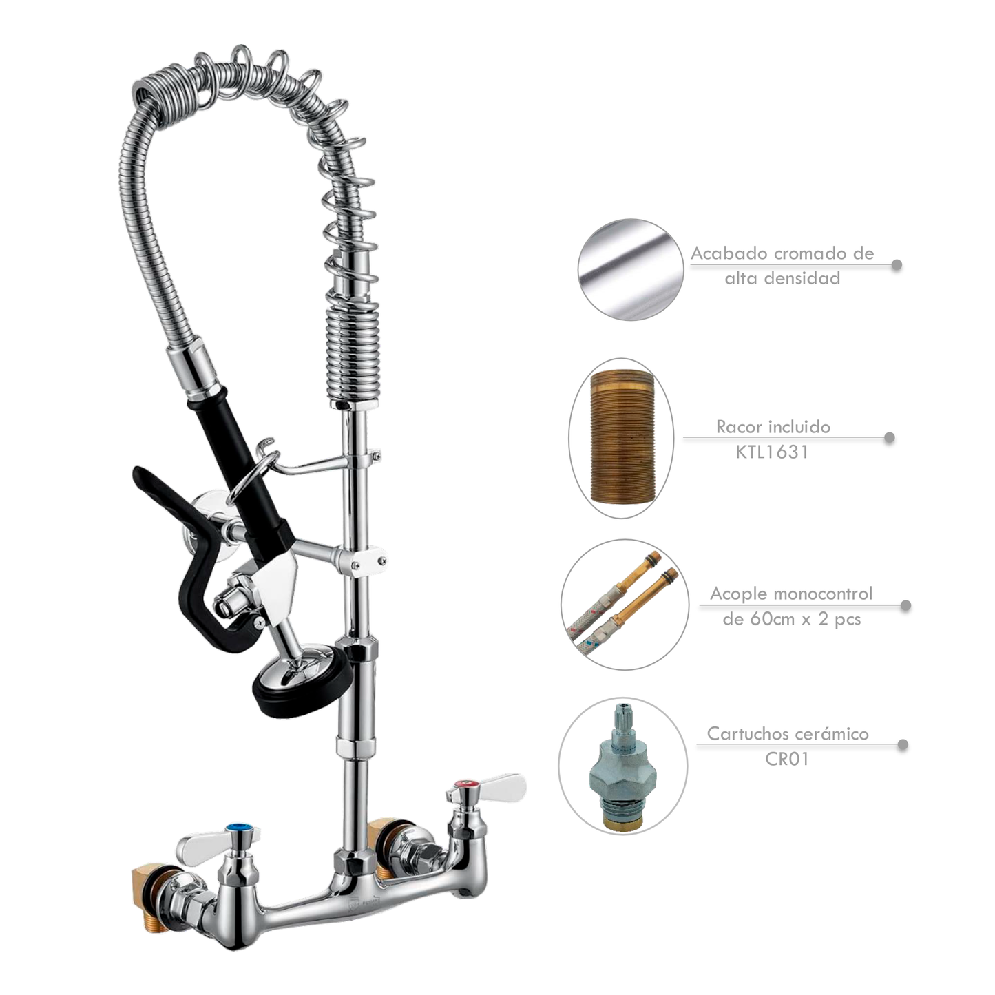 Griferia Restaurante Pared Mediana Cromada Institucional