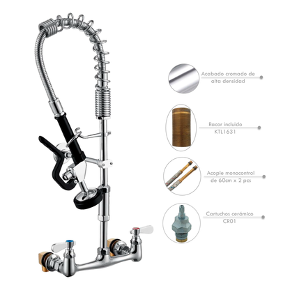 Griferia Restaurante Pared Mediana Cromada Institucional