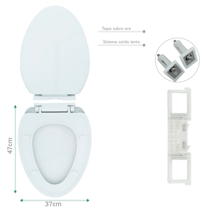 Asiento Sanitario Caida Lenta Alongada Blanca