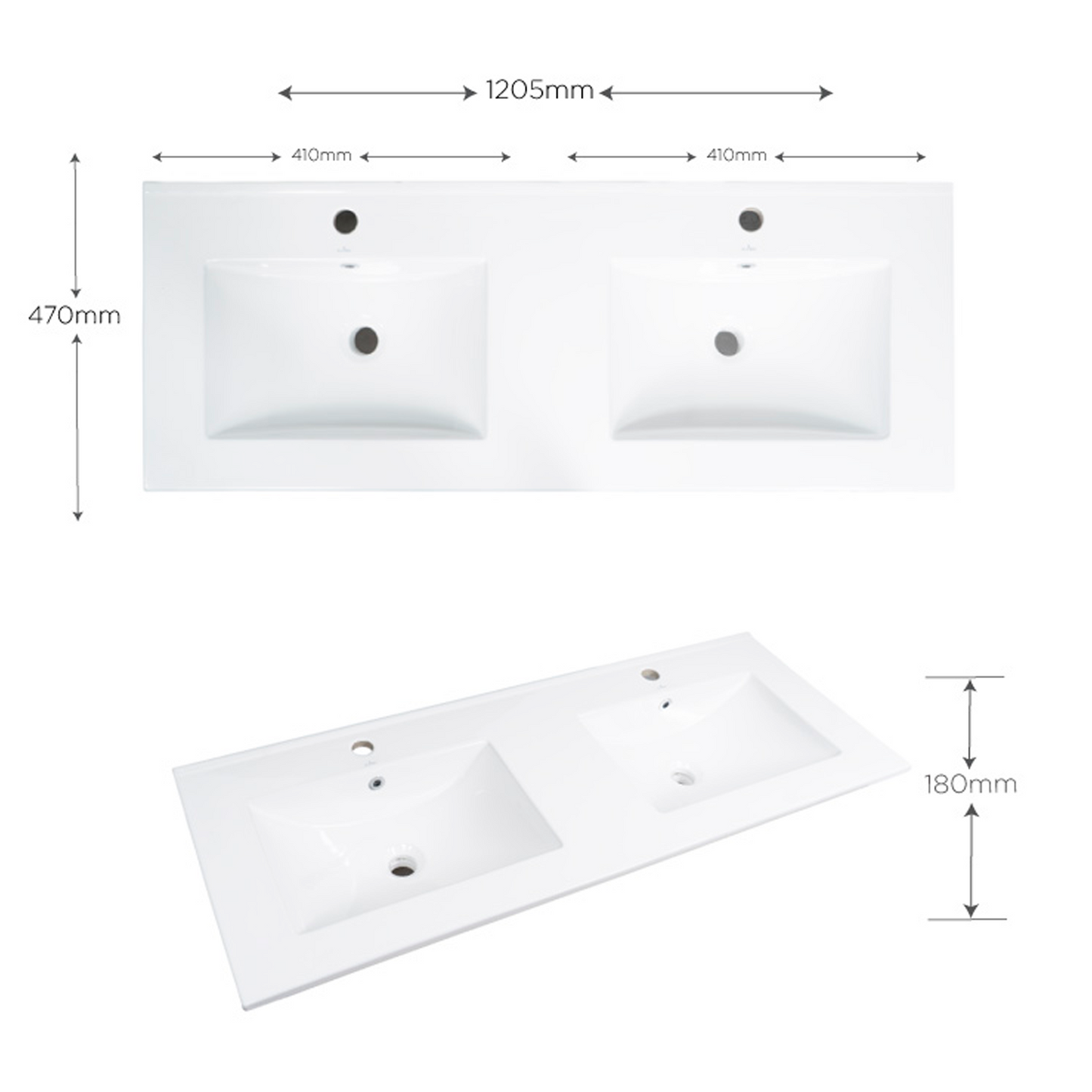 Placa de Lavamanos Doble Blanca 120 cm Olivia